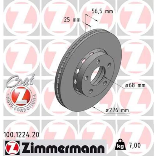 Brzdový kotúč ZIMMERMANN 100.1224.20