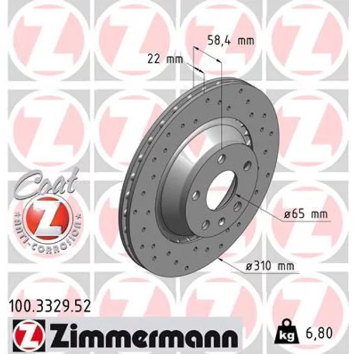 Brzdový kotúč ZIMMERMANN 100.3329.52