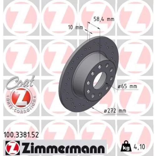 Brzdový kotúč ZIMMERMANN 100.3381.52