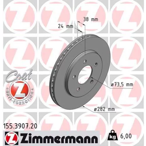 Brzdový kotúč ZIMMERMANN 155.3907.20
