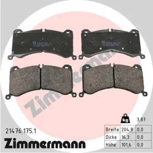 Sada brzdových platničiek kotúčovej brzdy ZIMMERMANN 21476.175.1