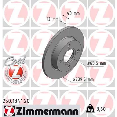 Brzdový kotúč ZIMMERMANN 250.1341.20