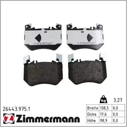 Sada brzdových platničiek kotúčovej brzdy ZIMMERMANN 26443.975.1