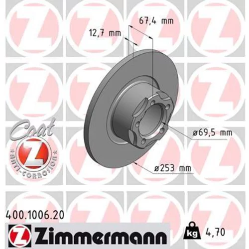 Brzdový kotúč ZIMMERMANN 400.1006.20