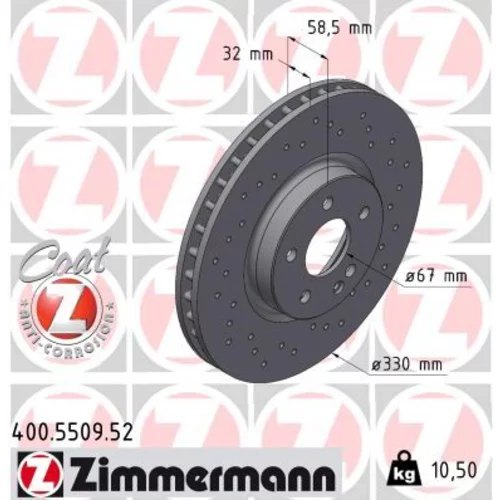 Brzdový kotúč ZIMMERMANN 400.5509.52