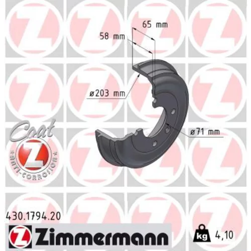Brzdový bubon ZIMMERMANN 430.1794.20