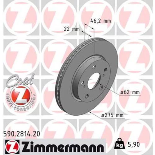 Brzdový kotúč ZIMMERMANN 590.2814.20