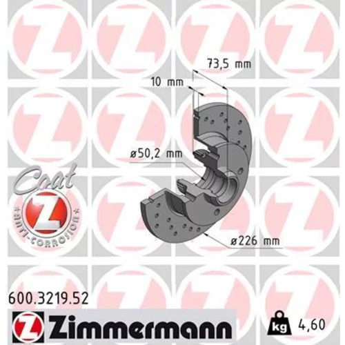 Brzdový kotúč ZIMMERMANN 600.3219.52