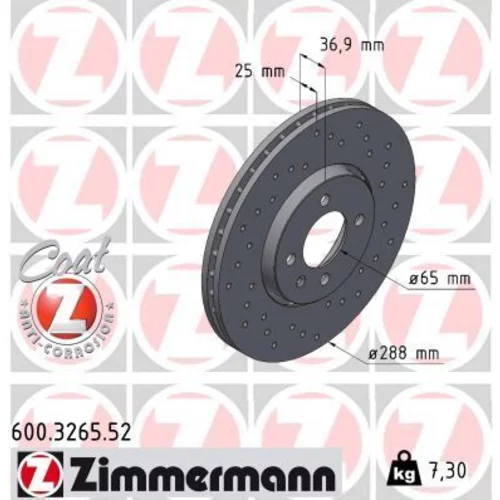 Brzdový kotúč ZIMMERMANN 600.3265.52