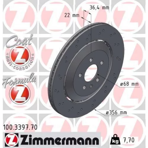 Brzdový kotúč ZIMMERMANN 100.3397.70