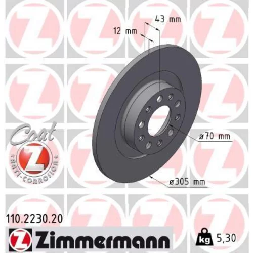 Brzdový kotúč ZIMMERMANN 110.2230.20