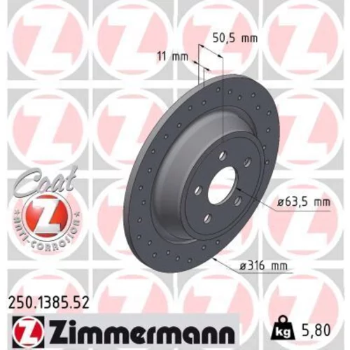 Brzdový kotúč ZIMMERMANN 250.1385.52