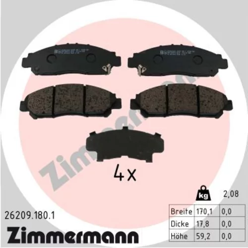 Sada brzdových platničiek kotúčovej brzdy ZIMMERMANN 26209.180.1