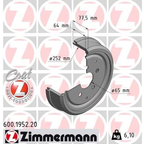 Brzdový bubon ZIMMERMANN 600.1952.20