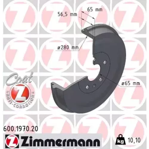 Brzdový bubon ZIMMERMANN 600.1970.20