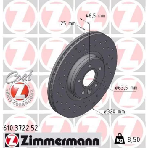 Brzdový kotúč ZIMMERMANN 610.3722.52