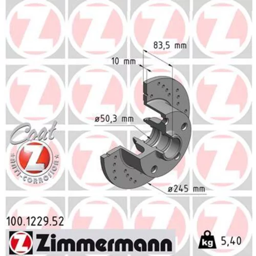 Brzdový kotúč ZIMMERMANN 100.1229.52