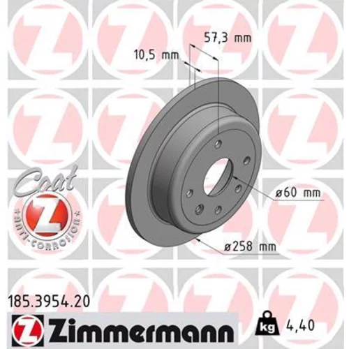 Brzdový kotúč ZIMMERMANN 185.3954.20
