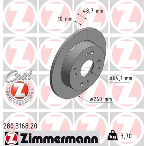 Brzdový kotúč ZIMMERMANN 280.3168.20