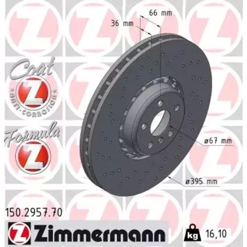Brzdový kotúč ZIMMERMANN 150.2957.70