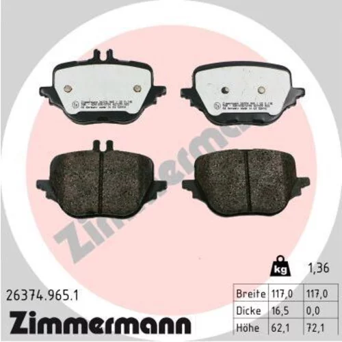 Sada brzdových platničiek kotúčovej brzdy ZIMMERMANN 26374.965.1
