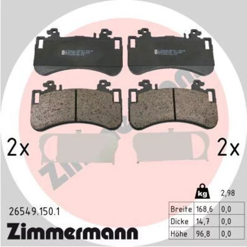 Sada brzdových platničiek kotúčovej brzdy ZIMMERMANN 26549.150.1