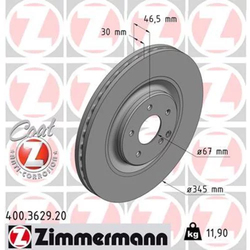 Brzdový kotúč ZIMMERMANN 400.3629.20