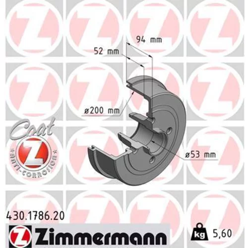 Brzdový bubon ZIMMERMANN 430.1786.20