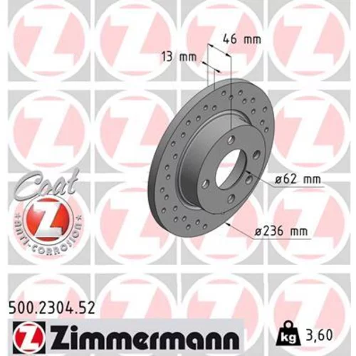 Brzdový kotúč ZIMMERMANN 500.2304.52