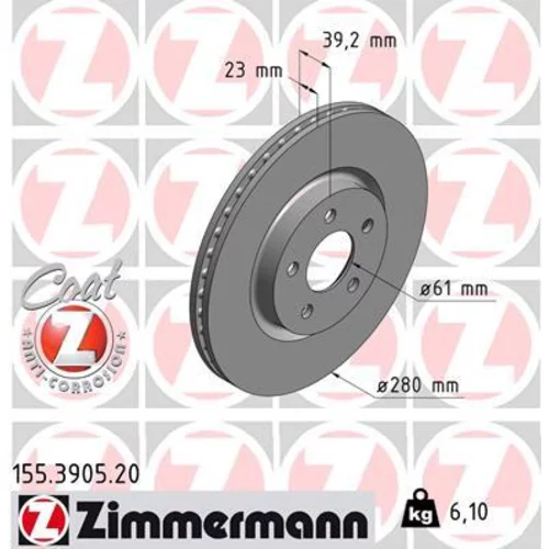 Brzdový kotúč ZIMMERMANN 155.3905.20