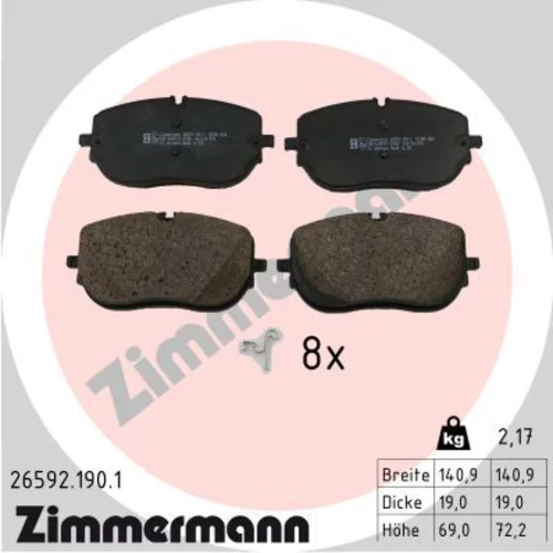 Sada brzdových platničiek kotúčovej brzdy ZIMMERMANN 26592.190.1