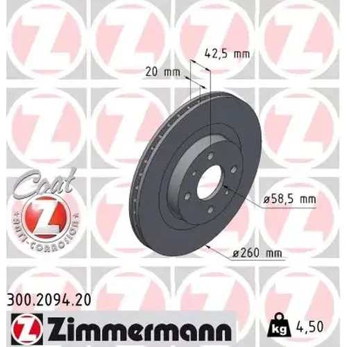Brzdový kotúč Zimmermann 300.2094.20