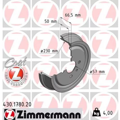Brzdový bubon ZIMMERMANN 430.1780.20