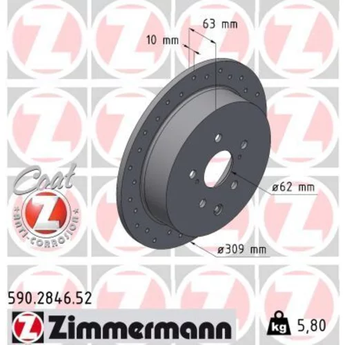 Brzdový kotúč ZIMMERMANN 590.2846.52