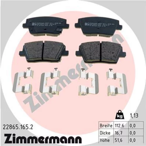 Sada brzdových platničiek kotúčovej brzdy 22865.165.2 /Zimmermann/