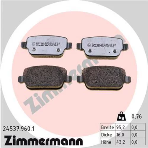 Sada brzdových platničiek kotúčovej brzdy ZIMMERMANN 24537.960.1