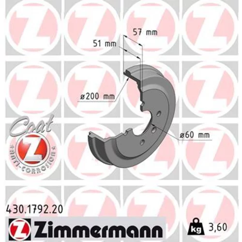 Brzdový bubon ZIMMERMANN 430.1792.20