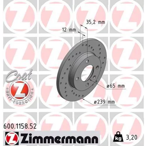 Brzdový kotúč ZIMMERMANN 600.1158.52