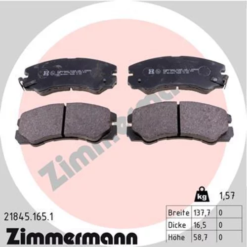 Sada brzdových platničiek kotúčovej brzdy ZIMMERMANN 21845.165.1