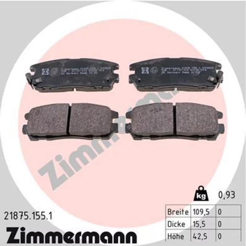 Sada brzdových platničiek kotúčovej brzdy ZIMMERMANN 21875.155.1