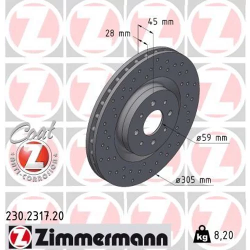 Brzdový kotúč ZIMMERMANN 230.2317.20
