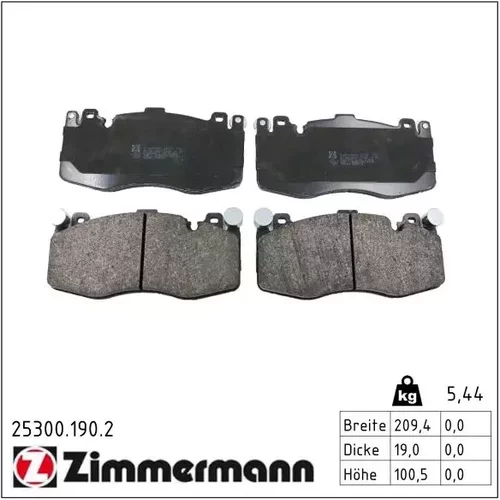 Sada brzdových platničiek kotúčovej brzdy ZIMMERMANN 25300.190.2