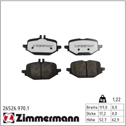 Sada brzdových platničiek kotúčovej brzdy ZIMMERMANN 26526.970.1