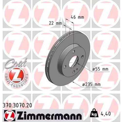 Brzdový kotúč ZIMMERMANN 370.3070.20