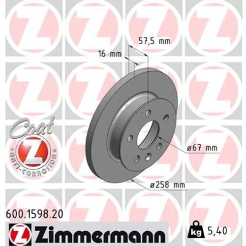 Brzdový kotúč ZIMMERMANN 600.1598.20