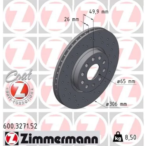 Brzdový kotúč ZIMMERMANN 600.3271.52