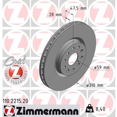 Brzdový kotúč ZIMMERMANN 110.2215.20