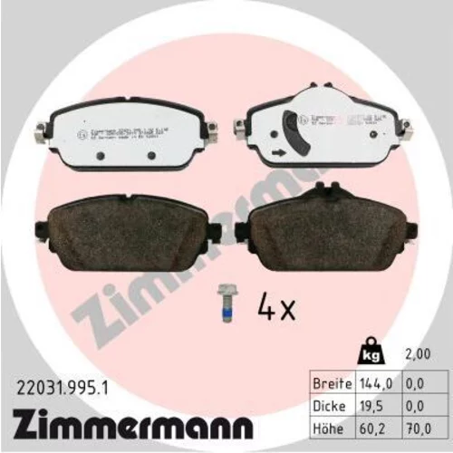 Sada brzdových platničiek kotúčovej brzdy ZIMMERMANN 22031.995.1