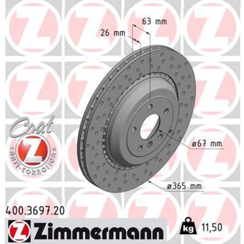 Brzdový kotúč 400.3697.20 /Zimmermann/