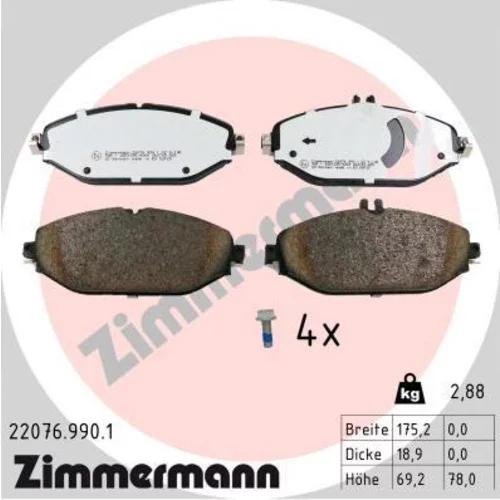Sada brzdových platničiek kotúčovej brzdy ZIMMERMANN 22076.990.1